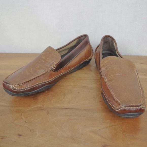Men's LL Bean Bison Leather Moccasin Loafers Size 10.5 EE - Picture 1 of 11